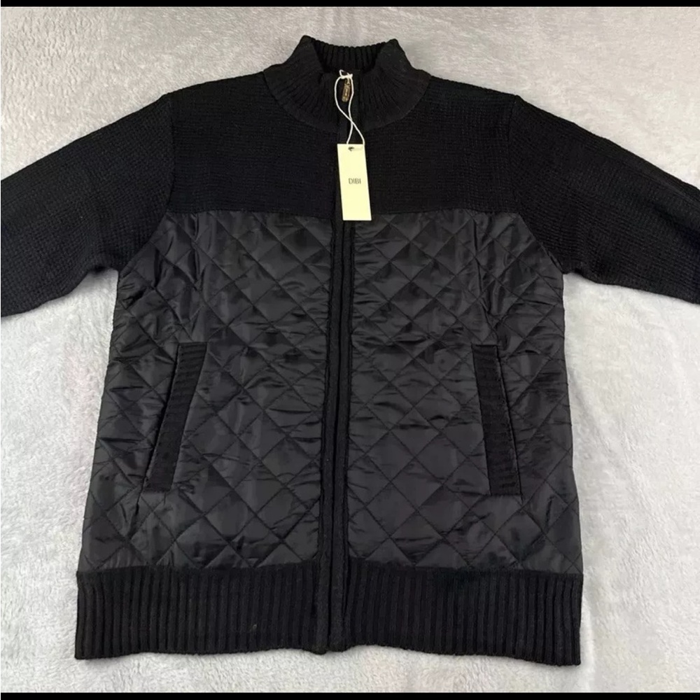 Dibi mens long sleeve black full zip sweater jacket size Small